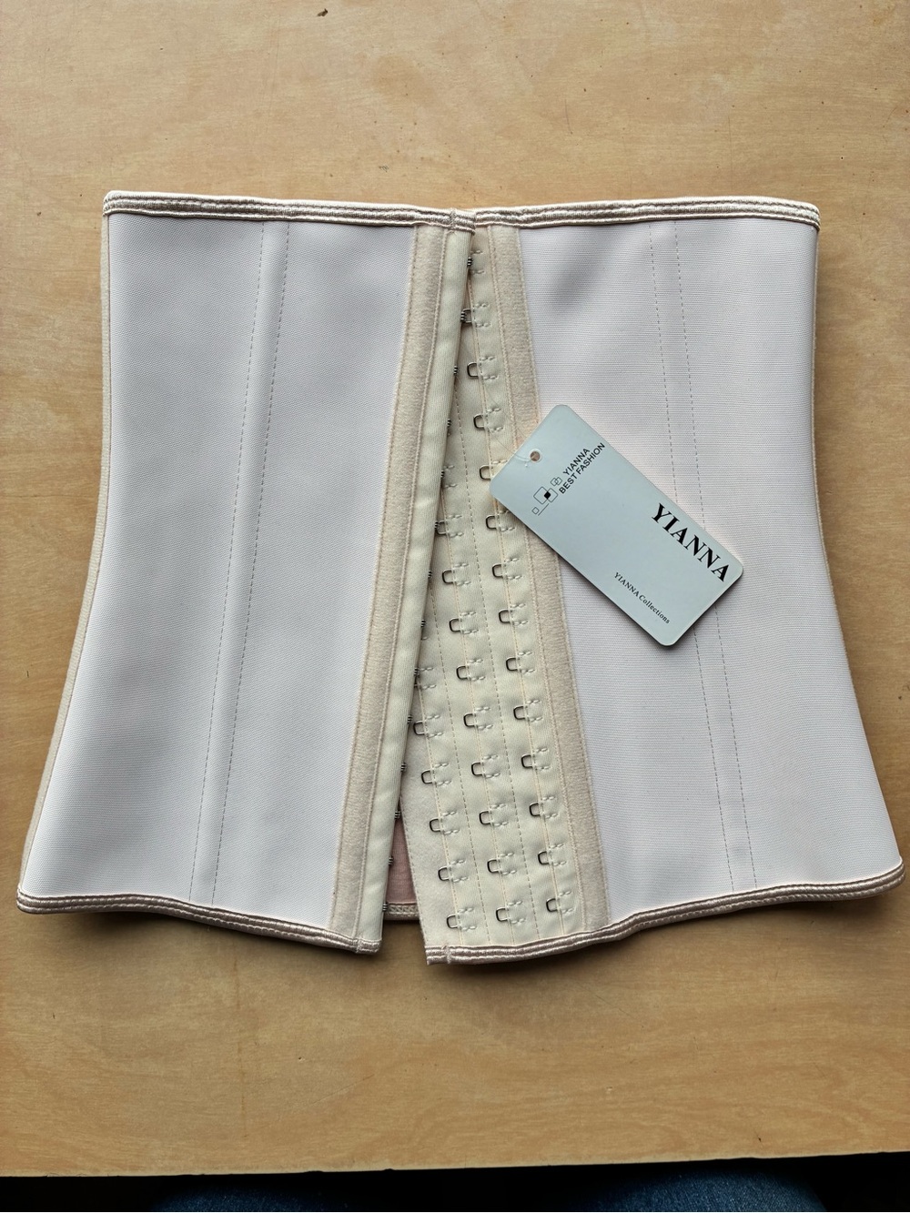 Yianma Waist Trainer Corset - Cream/light pink latex